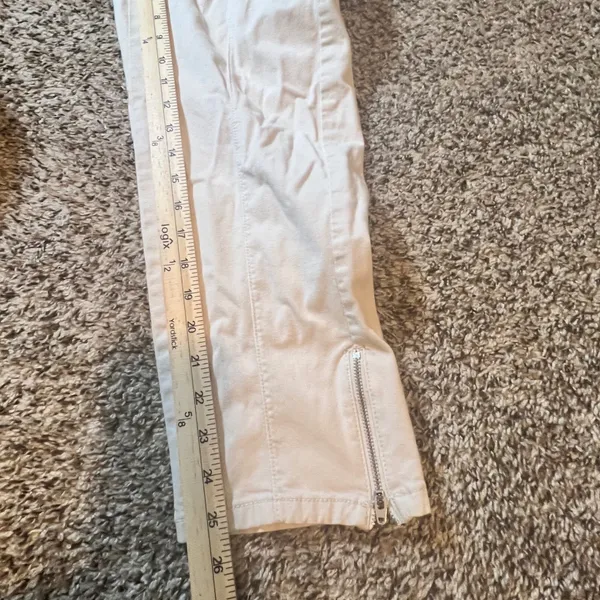 J. Jill‎ Women 14 Off White Straight Leg Pants Ankle Zip Seam Front Cotton Blend - Image 6