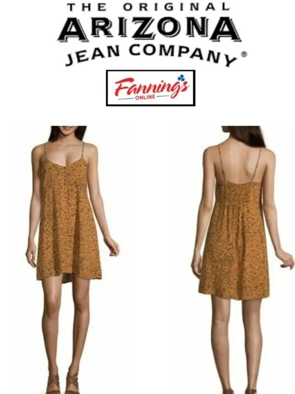 Arizona Jeans Tan Animal Print Spaghetti Strap Fit & Flare Mini Dress Size M - Image 3