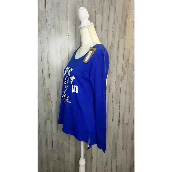 Rivalry Threads NWT Kansas Jayhawks Women's Long‎ Sleeve Blue T-Shirt Size Small Team Logo - Image 4