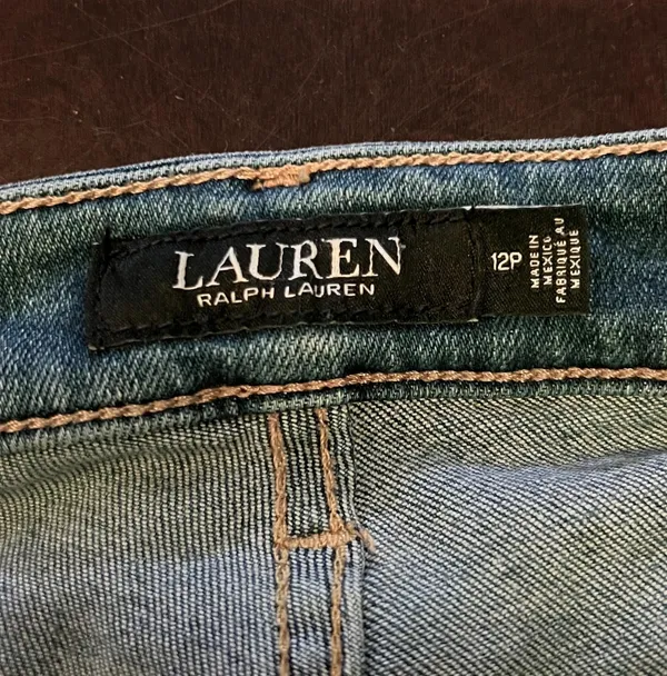 Lauren Ralph Lauren Jeans Womens 12P Petite Blue Med Wash Skinny Stretch Denim - Image 7