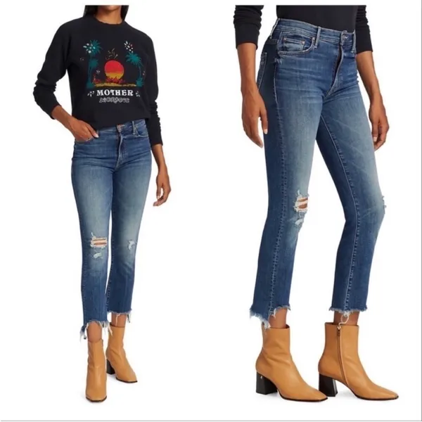 Mother Denim The Insider Crop Step Chew Straight Jeans - Image 2