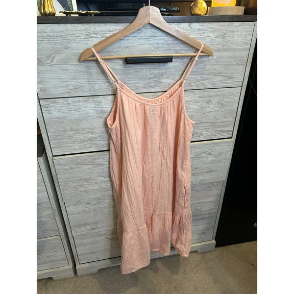 Universal Thread Peach Pink Gauze Tiered Ruffle Mini Dress Large - Image 5