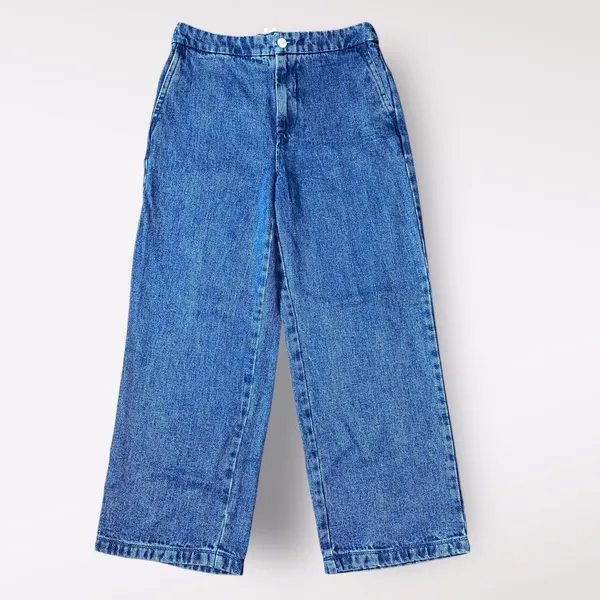 J.Crew 1996 High Waist Cropped Wide‎ Leg Lace Up Jeans Size 28 Coastal Sailor - Image 3