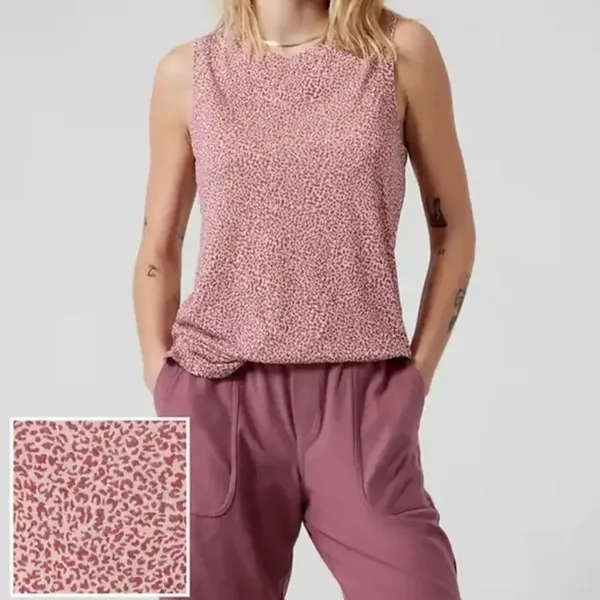 Athleta Breezy Camisole Tank Pink Cheetah‎ sleeveless Workout top - Image 2