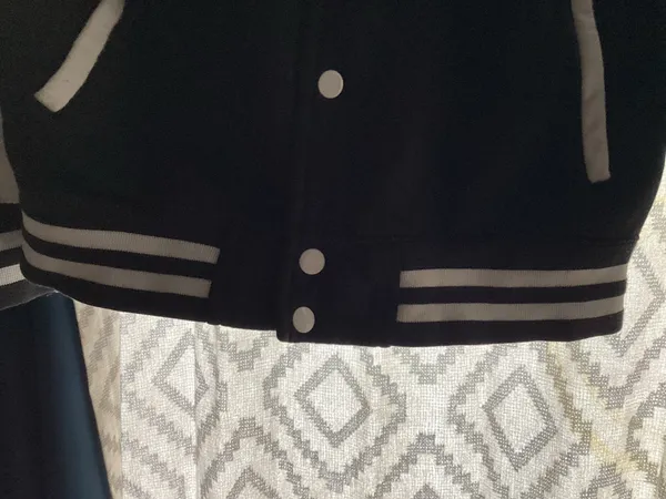 ALL WE DO Varsity Jacket Black White Size M - Image 4