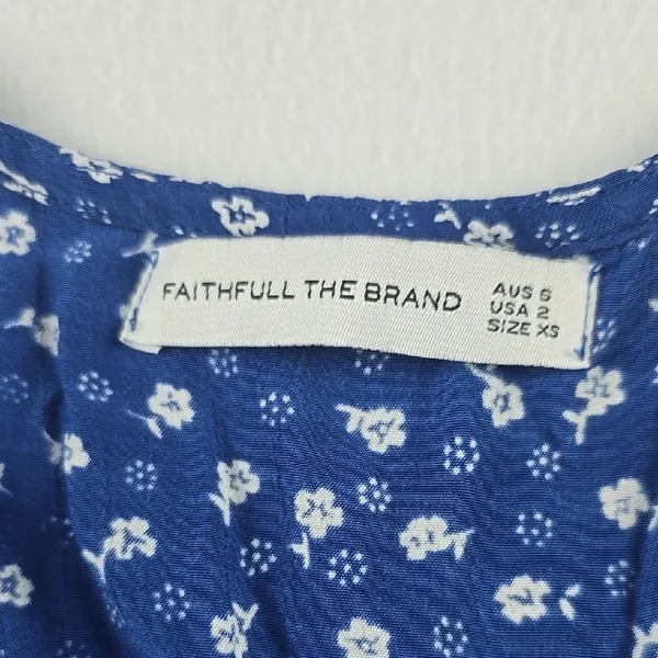 Faithfull The Brand La Rochelle‎ Wrap Mini Dress Blue Floral Women's 2 - Image 4