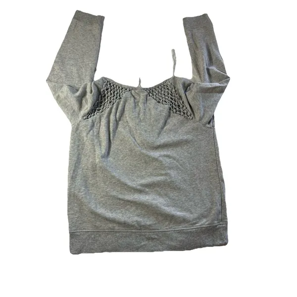 American Eagle Gray Fringe Pullover Sweatshirt Large - Image 2