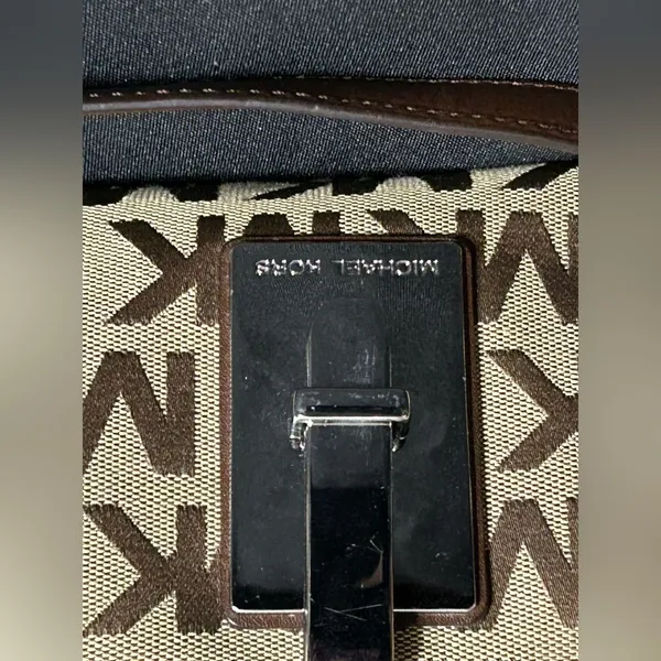 Michael Kors Calista Brown & Tan Logo Satchel Bag Purse - Image 4