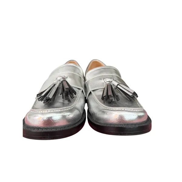 Franco Sarto Metallic Silver Tassel Loafers Size 7.5 - Image 6