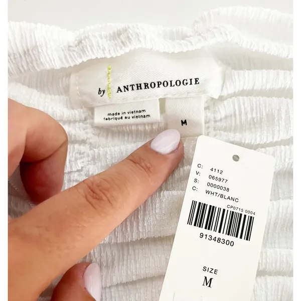 Anthropologie Strapless Ruched Crop Tube Tank Top White Medium - Image 2