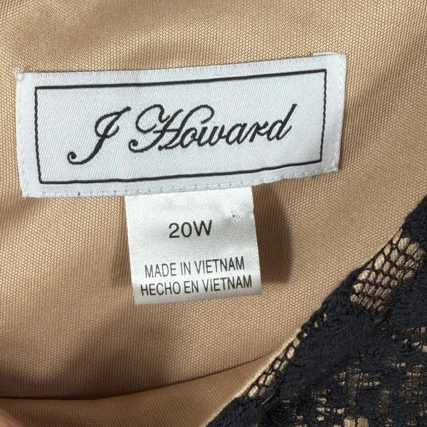 Jessica Howard Black Lace Overlay Dress with Beige Lining Sze 20W - Image 7