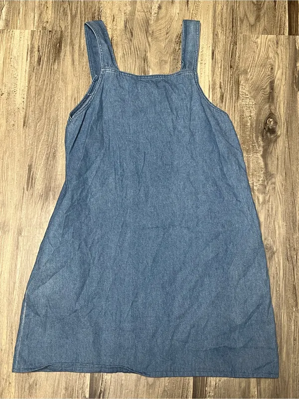 VTG 90s Mizz Lizz Denim Overall Jumper Dress Tag M Fits XS 16x33 - Image 5
