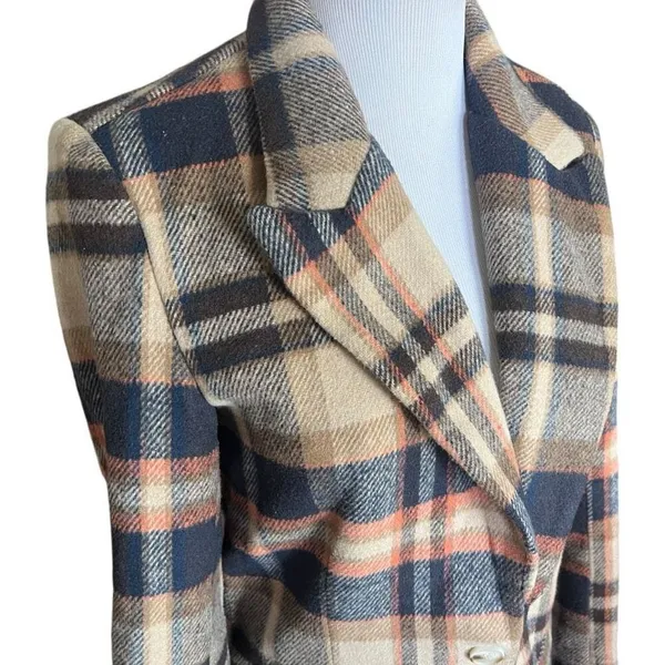 Womens Jing Oni Chic Autumnal Plaid Blazer Winter Coat Jacket - Sz S - Image 3