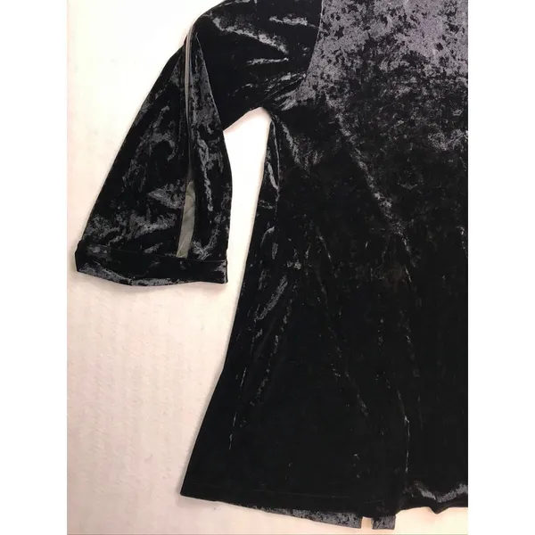 Savage X Fenty Womens Black Crushed Velvet Robe‎ Sheer Mesh Trim MD/LG Kimono - Image 13