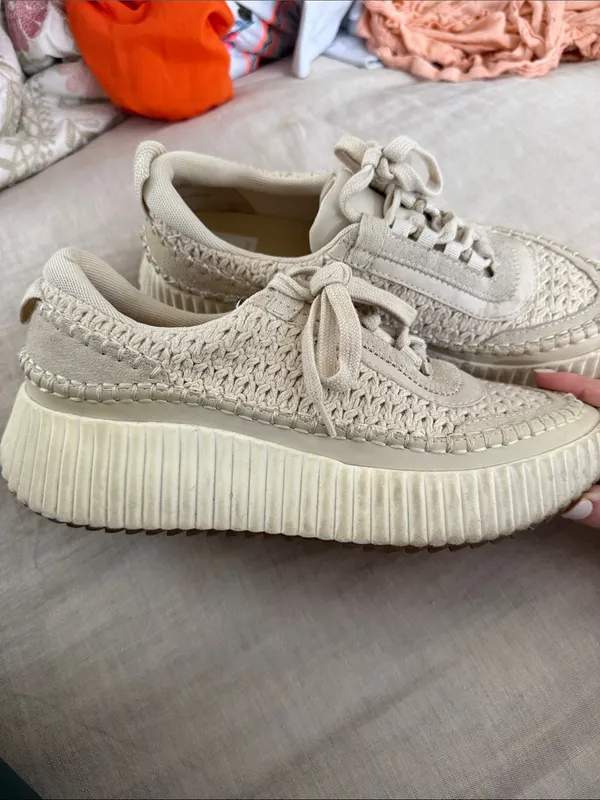 Dolce Vita Women's Cream Crochet Lace-Up Sneakers - Image 2