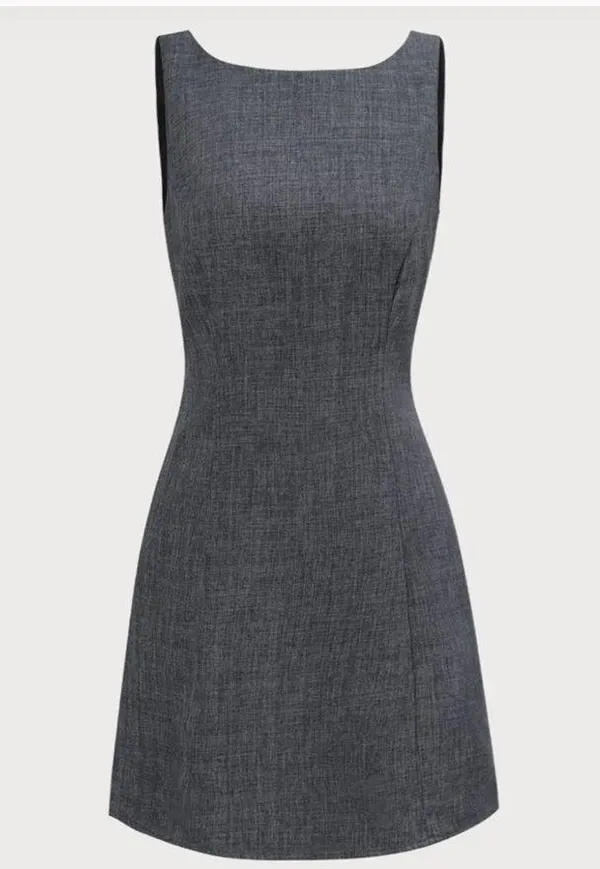 Rihoas Grey Boat Neck Sleeveless Dress - Image 6