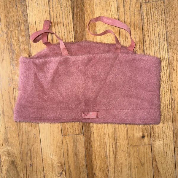Gymshark Whitney Simmons Women's Fuzzy Pink Strappy Workout Bralette M - Image 2