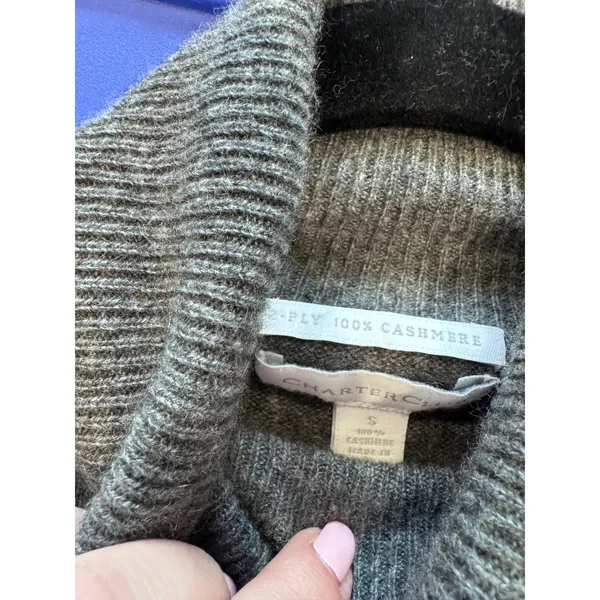 Charter Club 100% Cashmere Turtleneck Sweater Grey Womens Size S Preppy‎ luxury - Image 3
