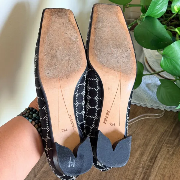 Vintage Kate Spade Noel Size 7.5B Black White Jacquard Square Toe Loafer Y2K Mod - Image 8