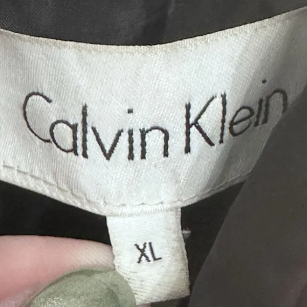 Calvin Klein Down Filled Jacket Coat Women's XL Tie Belt Zip Pockets‎ Black - Image 10
