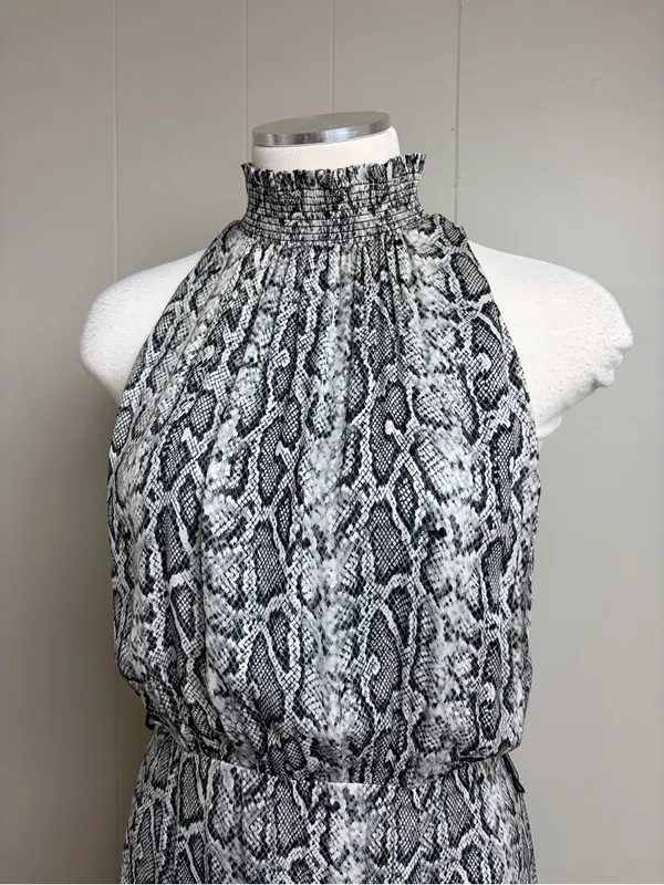 Alice + Olivia Snake Print Halter Maxi Dress Mock Neck Size 4 - Image 4