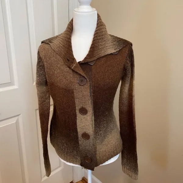 RXB Polyester Blend Cardigan Sweater Size S Brown - Image 7