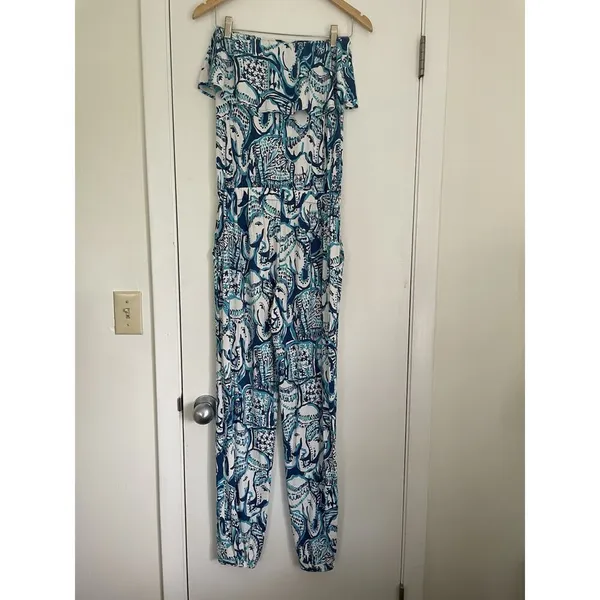 Lilly Pulitzer Ailsie Strapless Jumpsuit Romper Blue Keep On Trunkin Size Small - Image 7