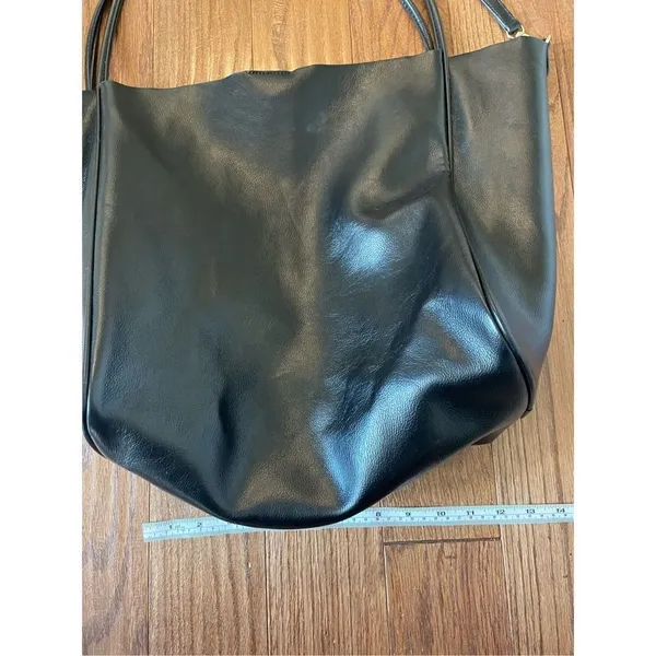 Black oversized tote bag with shoulder strap 15x14 - Image 2
