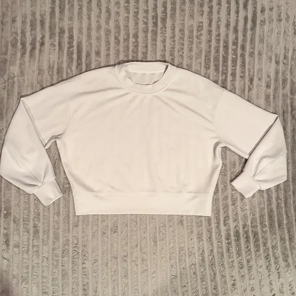 Lululemon Ribbed Softstreme Perfectly Oversized Cropped Crew in Bone Size M - Image 2