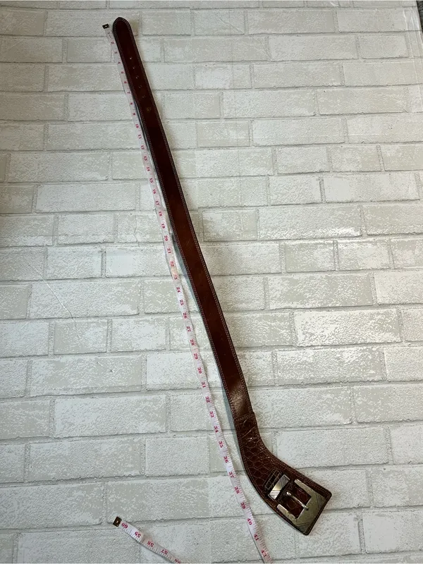 Women's Brown Textured Leather Belt with Silver Buckle - Image 3