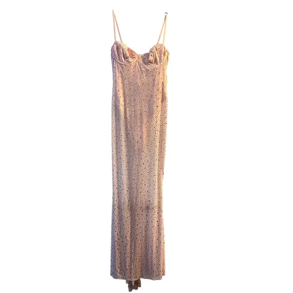 Oh Polly Rose Pink Transparent Embellished Maxi Dress Size 2 New - Image 5