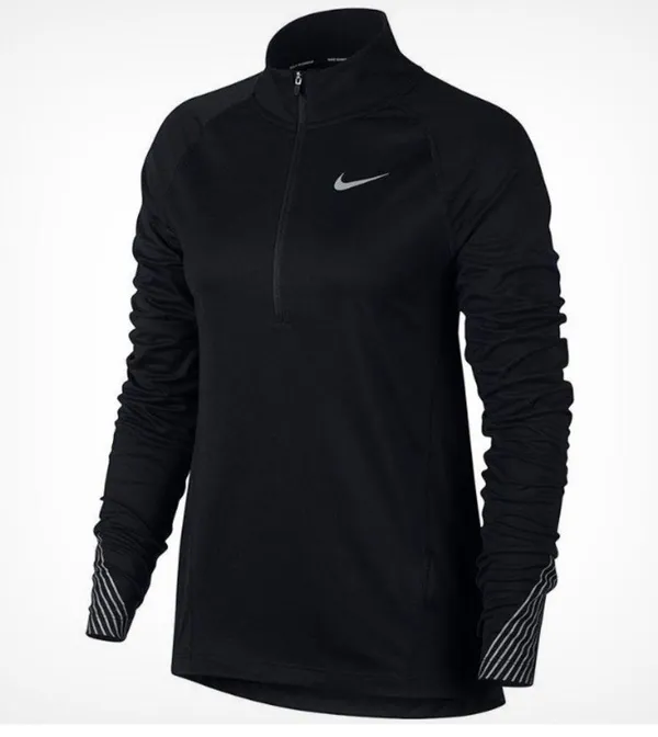 Nike Black Flash Long Sleeve Quarter Zip Dri Fit Running Shirt Top M - Image 9