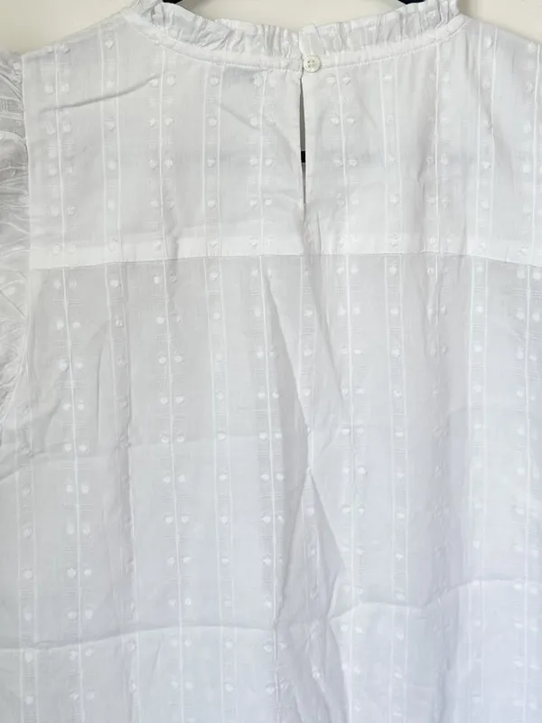 NWT J. Crew White Flutter-Sleeve Cotton Clip Top - Size: Large - Image 6