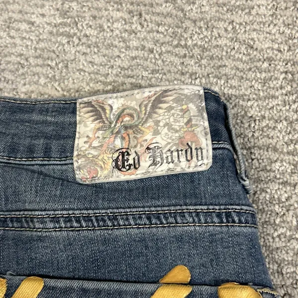 Ed Hardy Flare Jeans Womens 26 True Love Dagger Love Eternal Embroidered Y2K - Image 10