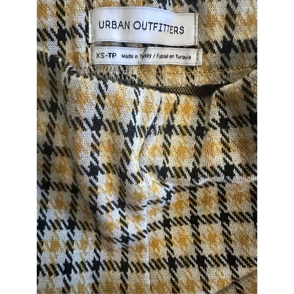 Urban Outfitters -‎ High Rise Kick Flare Pants XS yellow black plaid - Image 6