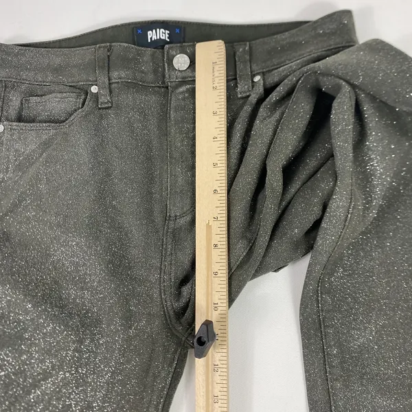 Paige Jeans Womens 29 Gray Silver Claudine Crop Flare Glitter Coated‎ Shimmer - Image 4