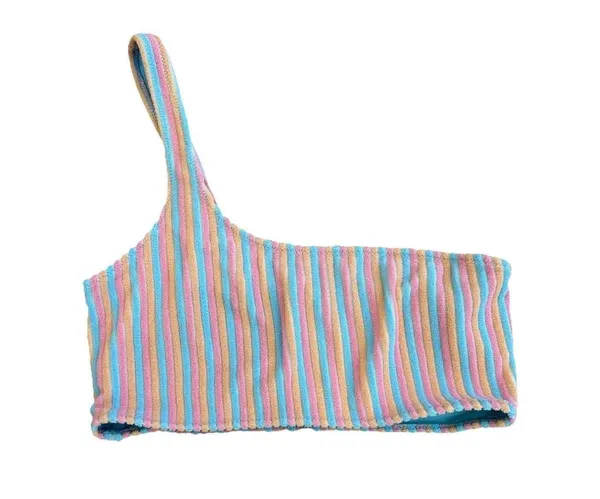 Triangl Melrose Terrycloth Sherbet Colorful Stripes One Shoulder Bikini XL - Image 2