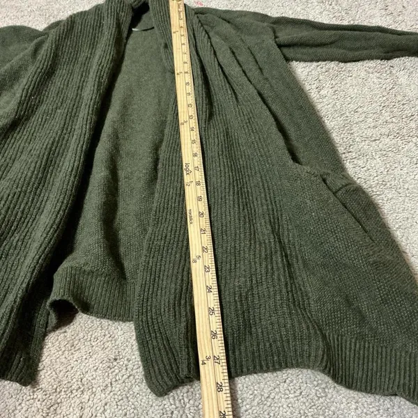 LOFT Granola Girl Open‎ Front Knit Cardigan Sweater Khaki Green Size S Pockets - Image 5
