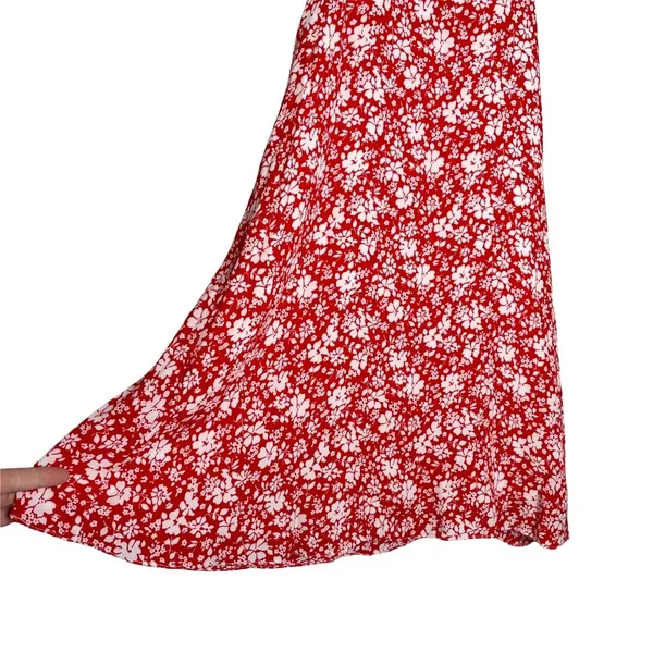 Lulu's Lean Close Floral Print Swing Dress Size XS Red Ivory White High Neck - Image 4