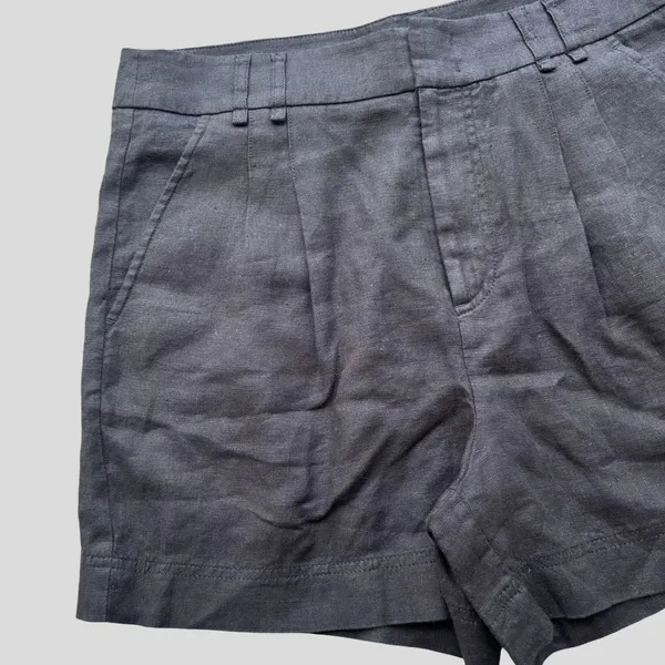 Free People Chelsea Pleated Linen Shorts Black Size 10 100% Linen High Rise - Image 5