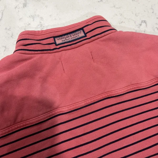 Vineyard Vines Jacket Womens Large Pink Striped 1/2 Zip Cotton Long Sleeve Knit - Image 7