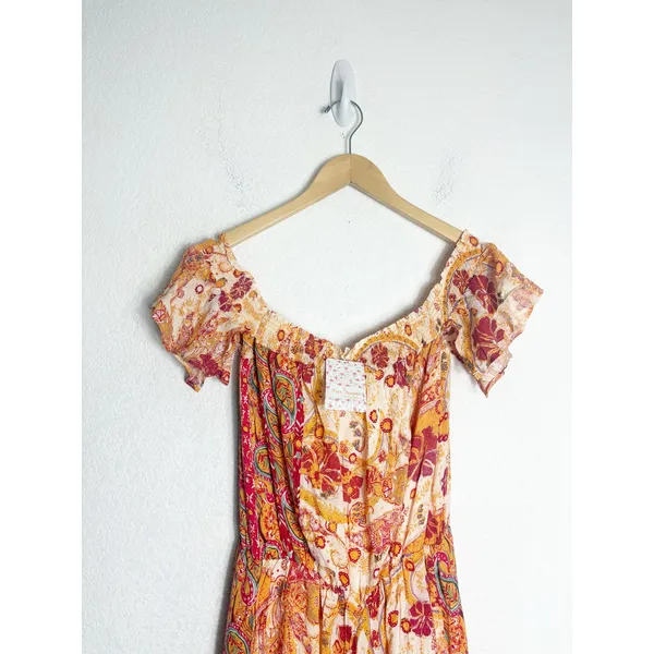 NWT Free People Carmen Jumpsuit Off Shoulder Floral Wide Leg Size Small Bohemian - Image 5