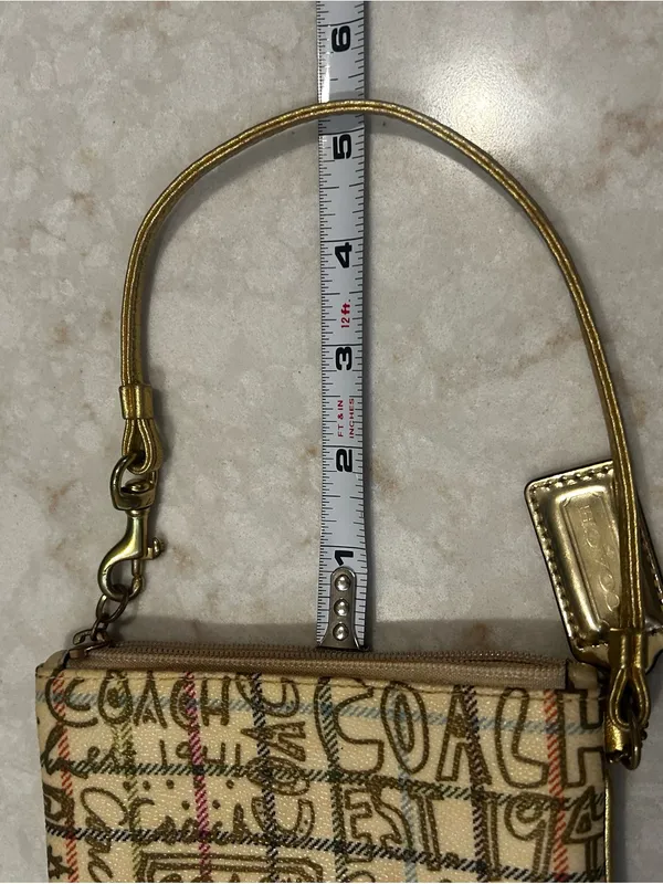 Vintage Coach Graffiti Tattersall Wristlet Gold Plaid Scribble Legacy 1941 Y2K - Image 5