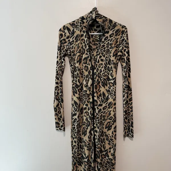 Nanushka Leopard Blaize Zipper Maxi Dress Size Small - Image 4