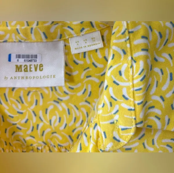 Maeve Anthropologie Blithe Yellow Patterned Button Down ✨ - Image 7