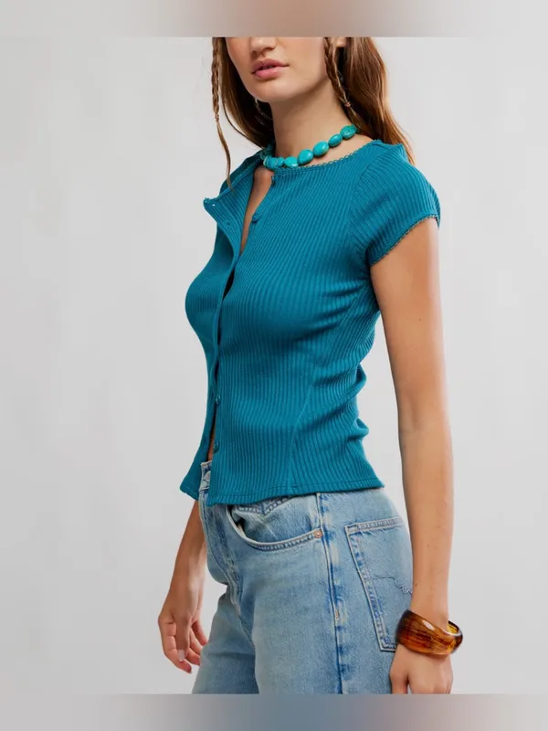 NWT Free People FP Intimately Most Wanted Cardi - Bayside Turquoise - XS - Image 5