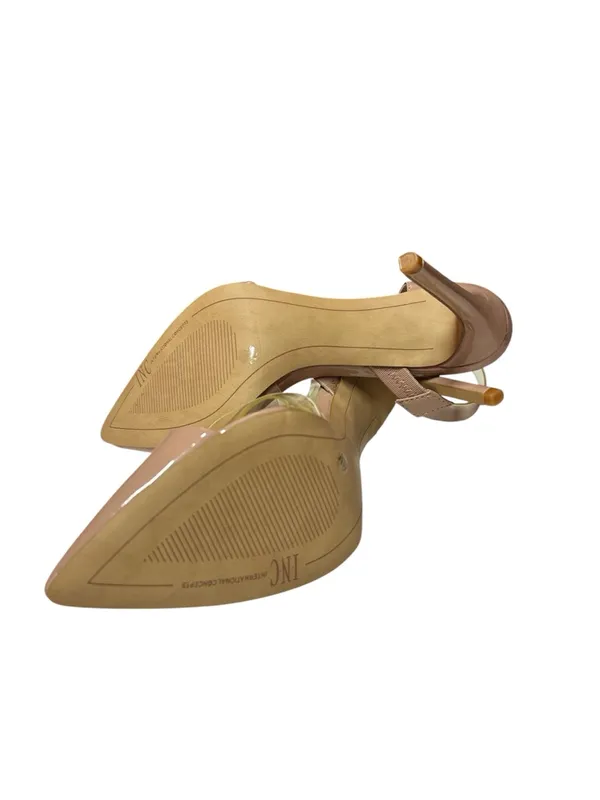 INC International Concepts Tan/Nude Pointed-Toe Slingback Heels with Clear Strap - Image 8