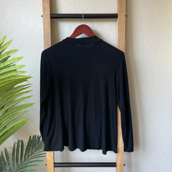 Old Navy Black Luxe Ribbed Long Sleeve Top - Image 4