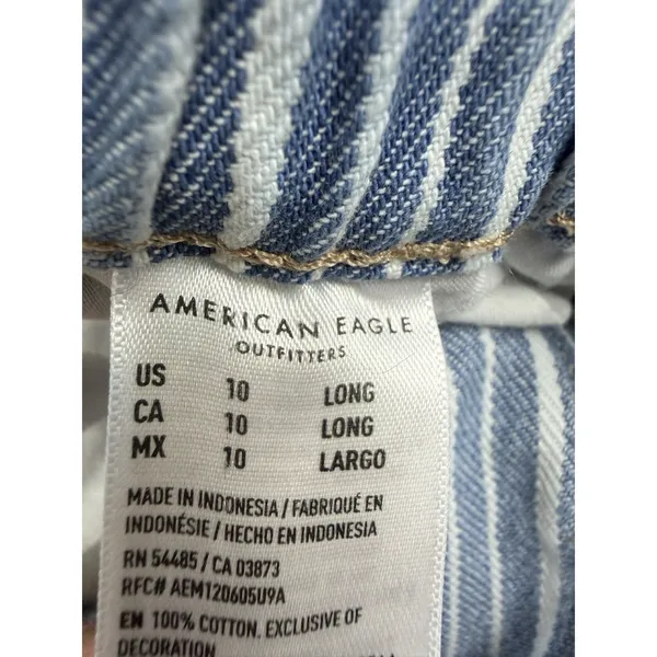 American Eagle Outfitters Women’s Mom Jeans Blue Indigo Stripe Size 10 Long - Image 11