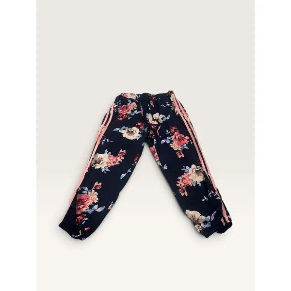 About a Girl Womens XL Floral Jogger Pants Navy Pink Striped Boho Casual - Image 2